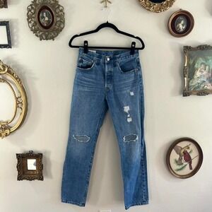 Levi's Premium Distressed Straight Leg Jeans – W26 L30 Vintage Wash Denim